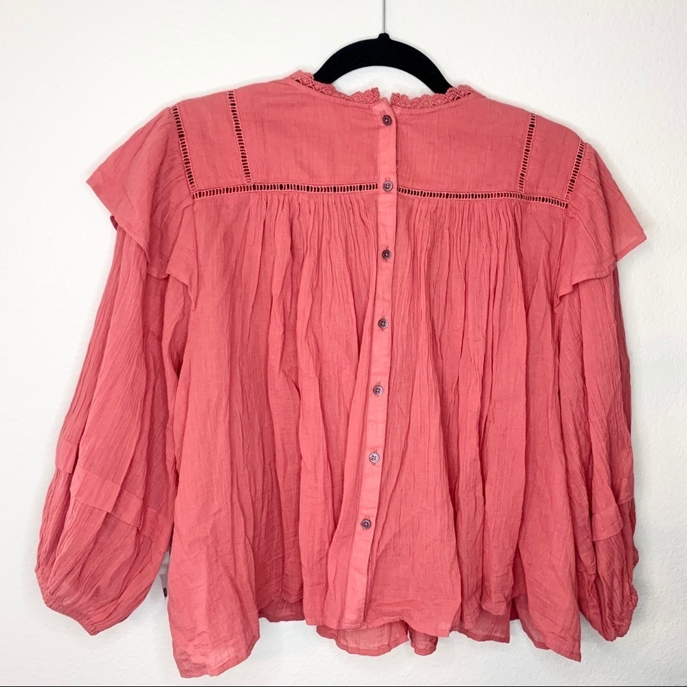 Free people crochet eyelet flor e Mayo blouse sz S - Picture 8 of 11
